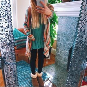 peachy minty boho hooded travelers cardi ✨